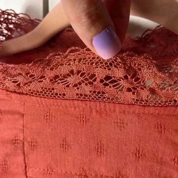 Universal Thread Boho Lace Crochet Puff Sleeve Cotton Top Size Small - Picture 6 of 12